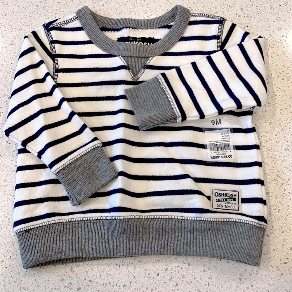 New with tags! OshKosh B’gosh Crewneck sweatshirt infant size 9 months